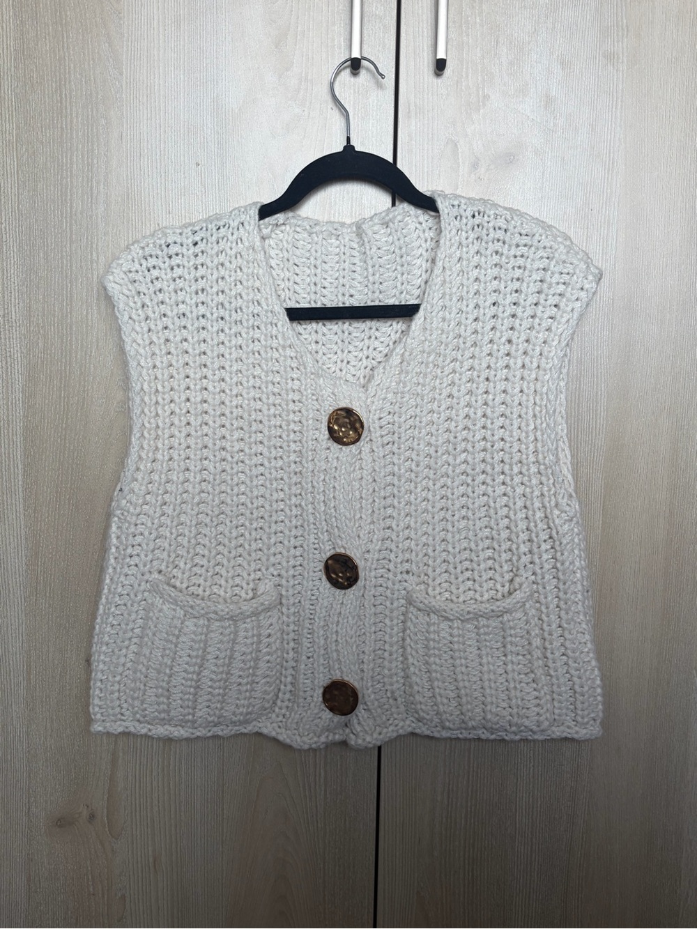 Cozy Cream Knit Sweater Vest